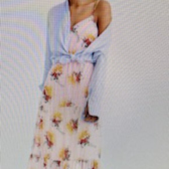 J. Crew Mercantile Maxi Dress Pink Floral Tiered Strappy, Size 8 - Picture 2 of 12